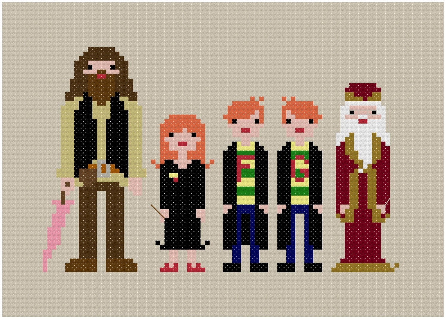 Pixel People - Harry's Friends - PDF Cross Stitch Pattern - INSTANT DOWNLOAD