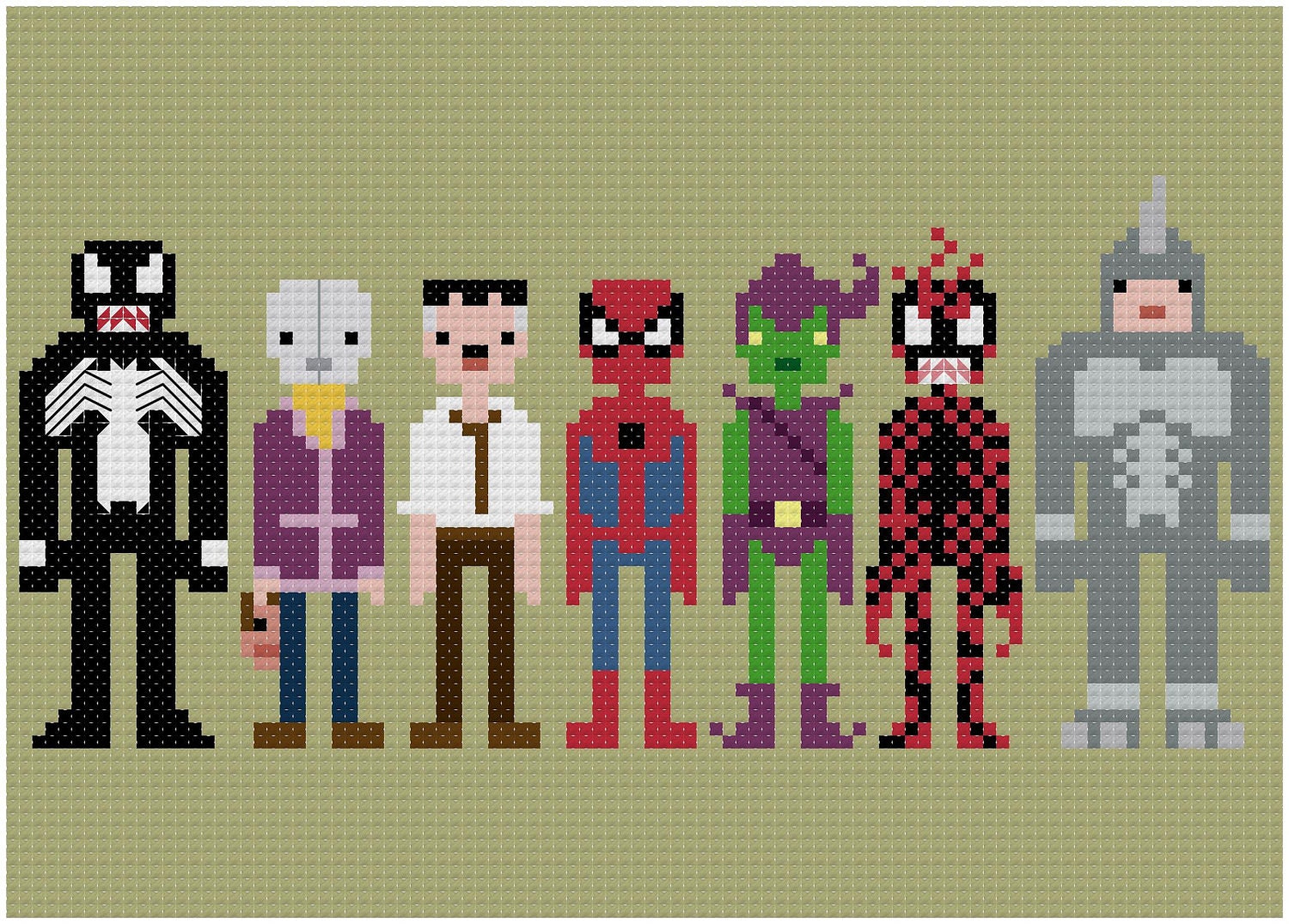 Pixel People - Spider-Man & Villains - PDF Cross-stitch Pattern - INSTANT DOWNLOAD