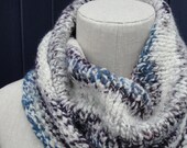 Handspun Alpaca, Merino and Silk Cowl. Soft, Stretchy & Stripey. Free Shipping.