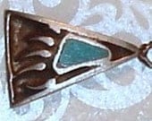 Vintage Sterling Silver Native American Bear Paw Charm or Pendant with Turquoise Inlay