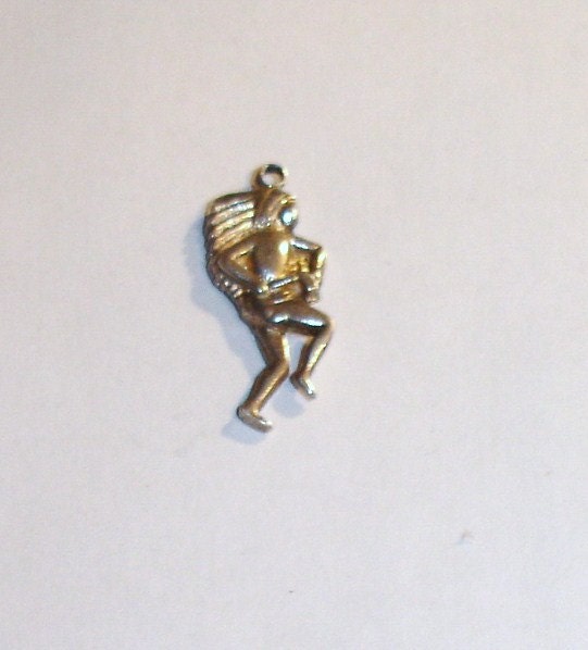Antique Sterling Silver Native American Indian Warrior Dancing with Tomahawk- Bracelet Charm or Necklace Pendant