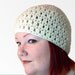 Crochet beanie hat in off white shell stitch