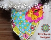 Dog Clothes Sewing Pattern Bundle - 3 Dog Bandana Pdf Sewing Patterns S201, S202, S203
