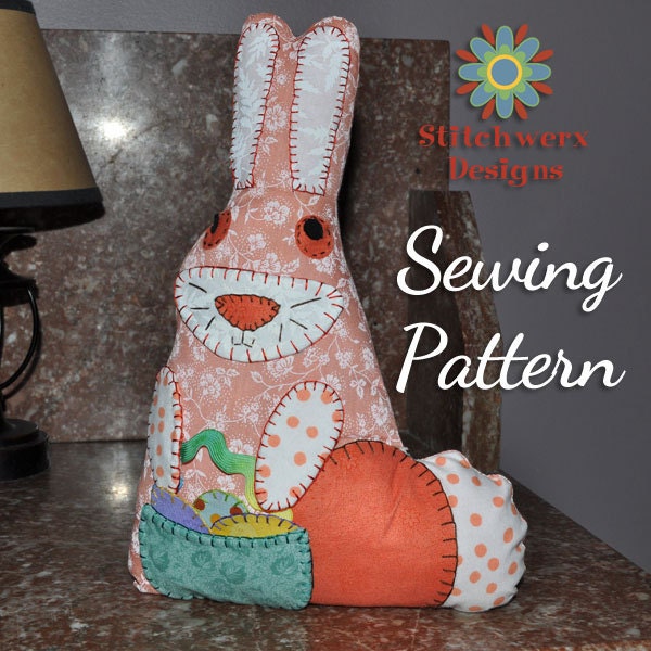Bunny Animal Pillow Sewing Pattern - Bunny Plushie Pillow PDF Sewing Pattern H103