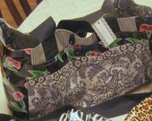 The Ultimate Beach Pool Bag Fully Lined Large Black and Red Cherries