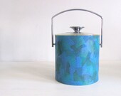 Vintage 70s Ice Bucket Blue Frost Retro Party Ware Bar Ware