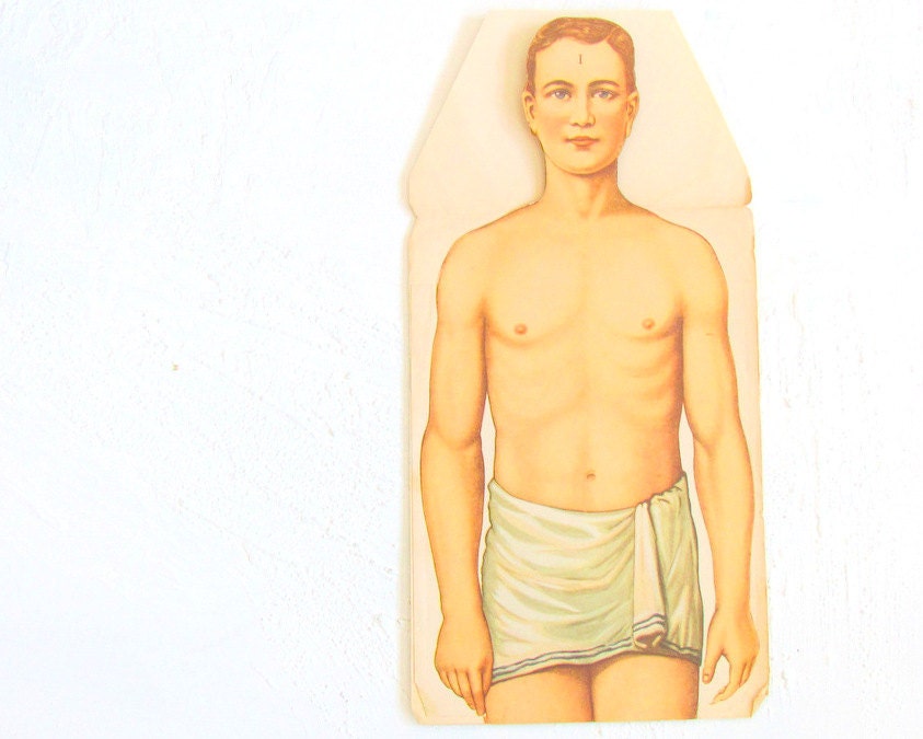 Antique Human Anatomy Male Fold Out Medical Chart 1930s Medical Illustration - NifticVintage