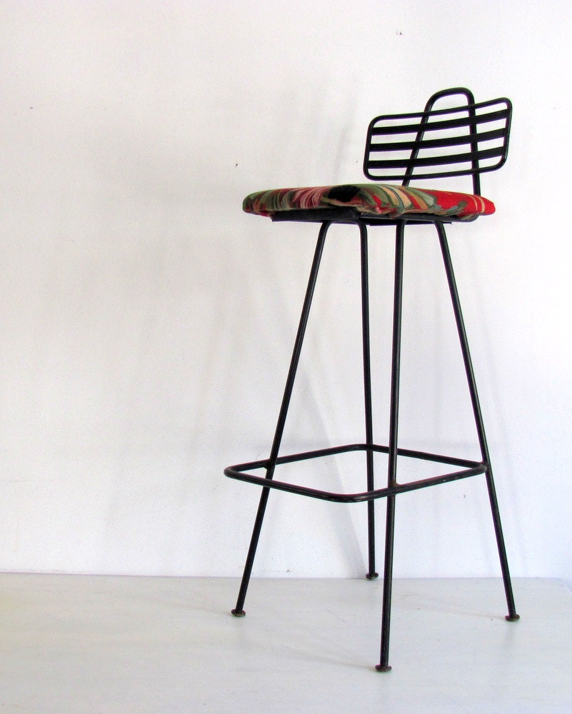Reserved for Mah Mid Century Bar Stool Cast Iron Vintage Eames Era Chair