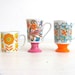 Vintage Retro Pedestal Mugs Mod Sixties Assorted Flower Power Groovy Arnart Coffee Cups
