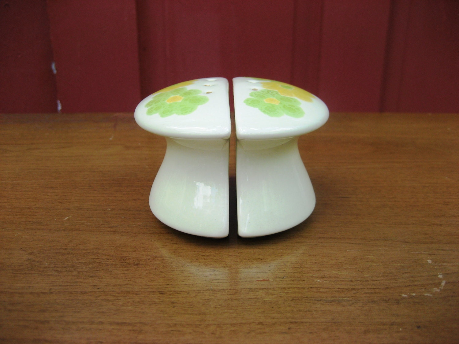 Groovy Mushroom Salt & Pepper Shakers With Painted Flowers