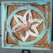 Box for Seashells-Fishbone Design-Turquoise and White-Distressed Wood