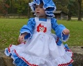 Raggedy Ann Ruffle Back Dress Sizes 6-12 M, 12-18M, 18-24M, 2, 3, 4