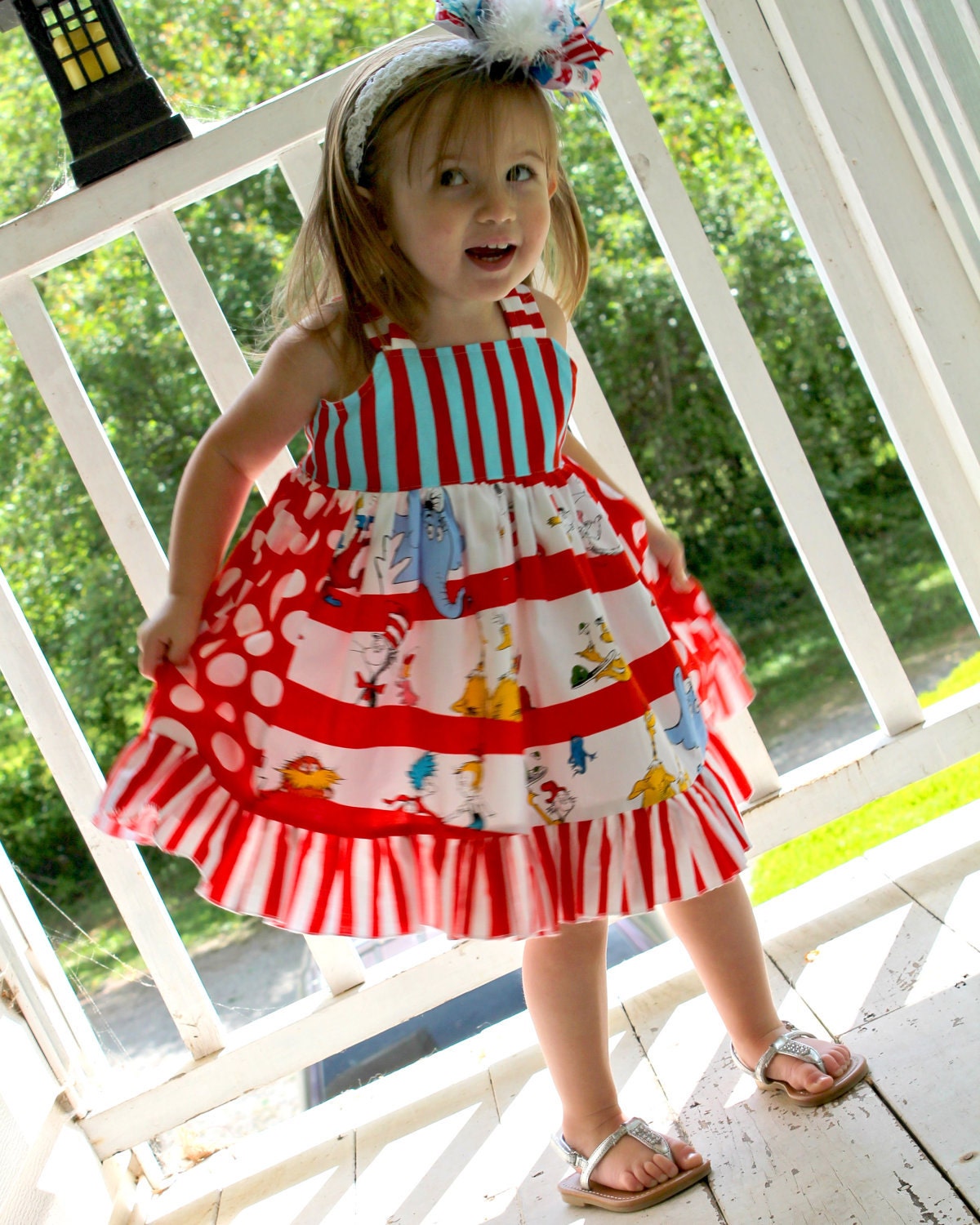 Seuss Character Knot Dress Sizes 6-12 M, 12-18 M, 18-24 M, 2, 3, 4, 5
