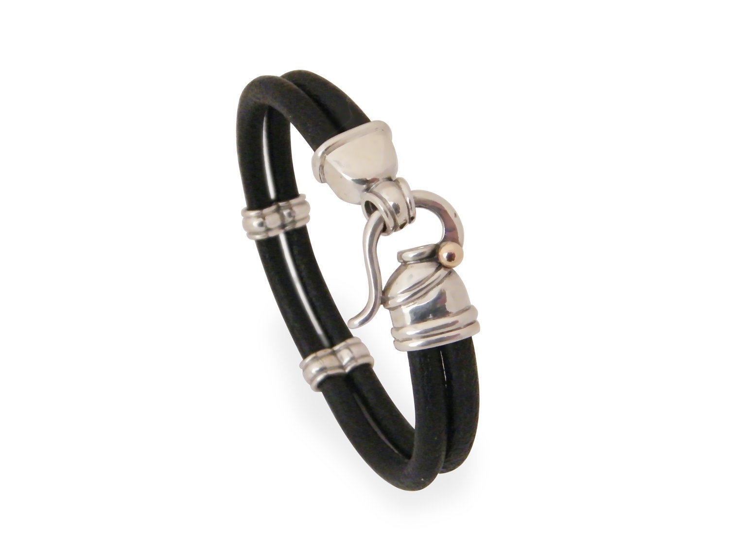 Leather Bracelet For Man and Woman Brown and Black Two Leather Straps with Classic Lock