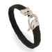 Bracelet man and woman Leather Silver and 9k Gold Dot Black braided , Classic Lock