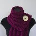 Wild Berry Purple Chunky Knit Cowl with Large White Button