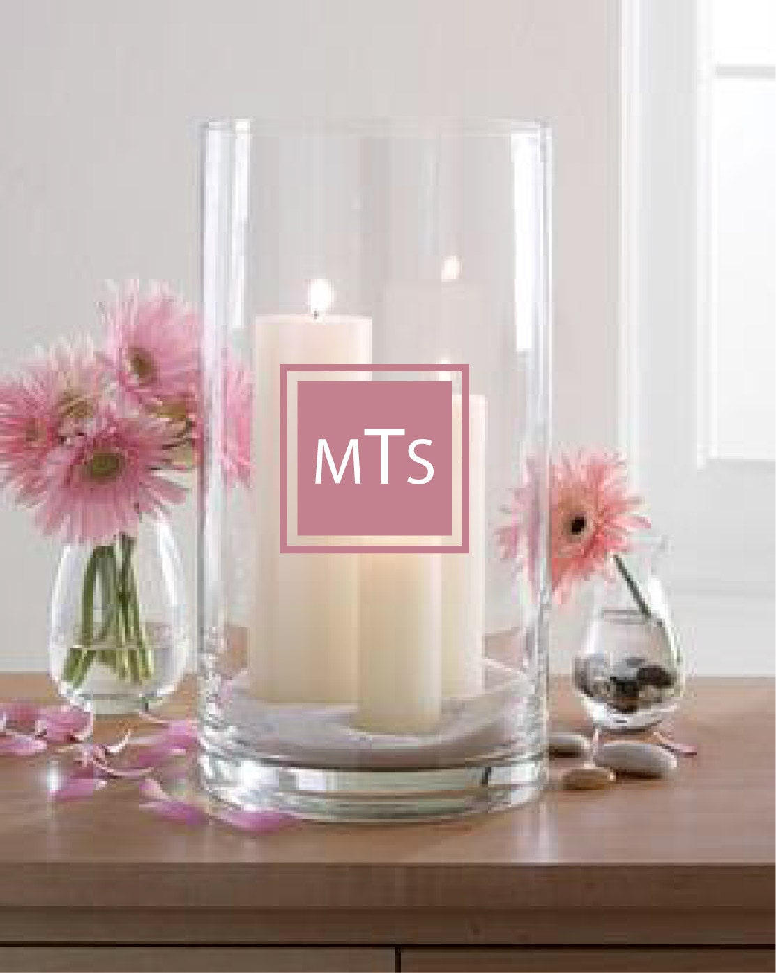 Square Personalized Monogram Vinyl Stickers for Weddings Vases, glasses, mugs, candles, chairs
