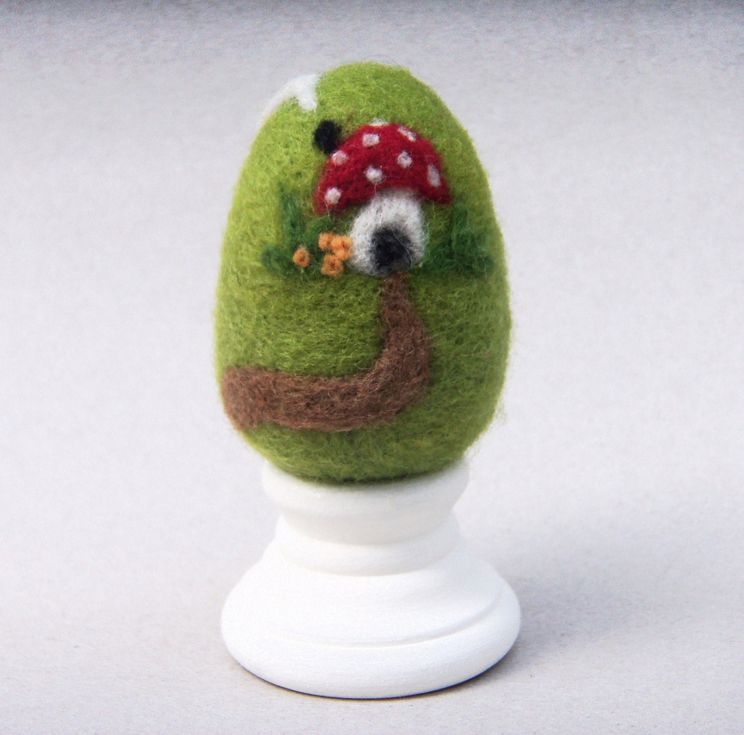 Needle Felted Egg - Home Sweet Home Mushroom House - Easter Egg