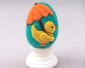 Needle Felted Egg - Rainy Day Duck - Easter Egg