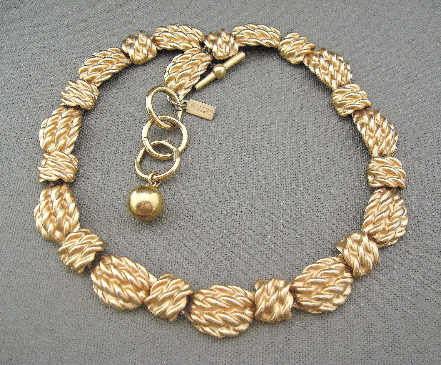 Chunky Gold Metal Talbots AK Signed Vintage Strand Necklace
