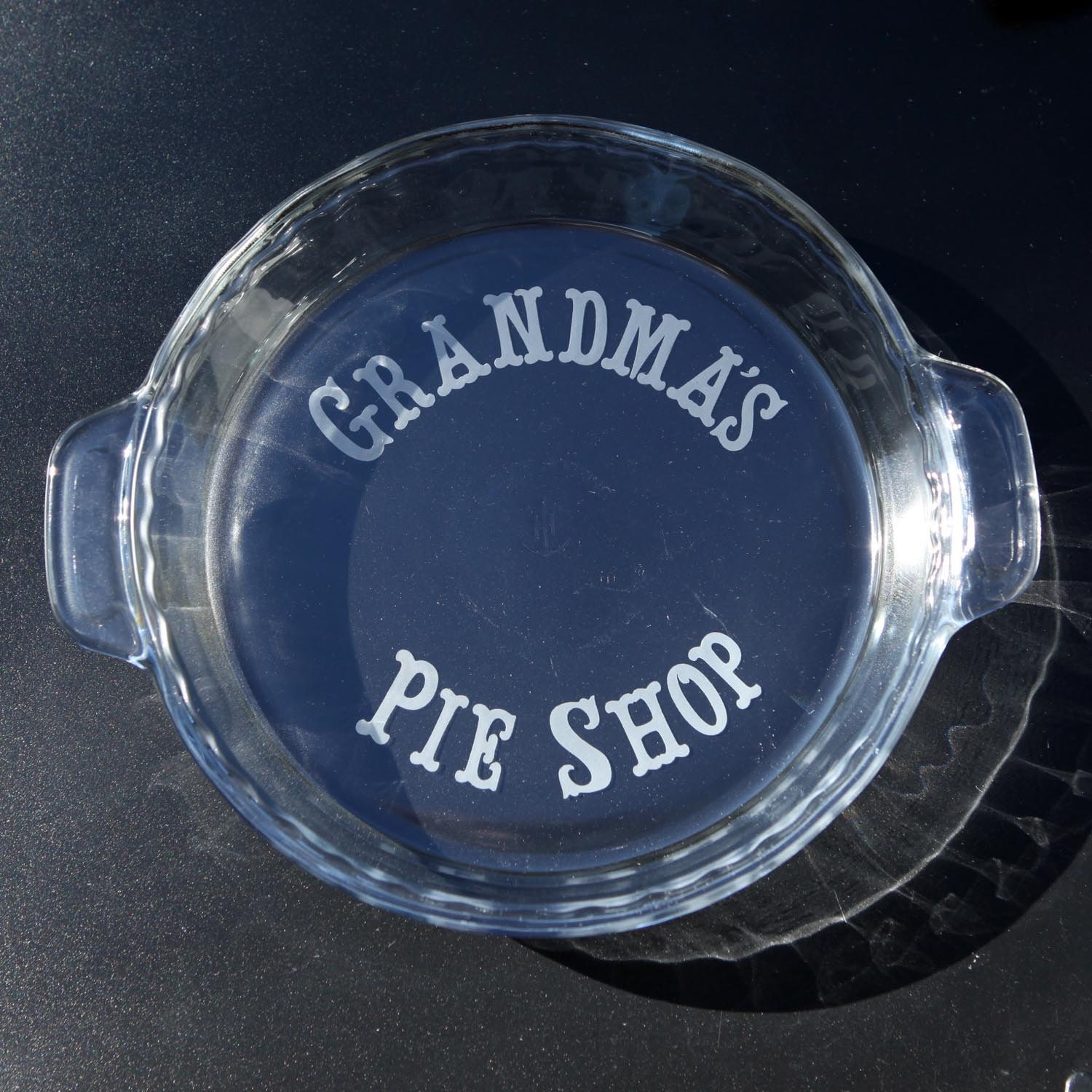 Grandma's Pie Shop Pie Plate Personalized with Etching