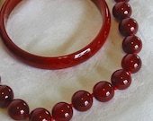 Fab GLASS NECKLACE and Bangle BRACELET Set, Garnet Ruby Red, Boho Hippie Chic, Neck and Wrist Candy, Rich Colors, Perfect Gift
