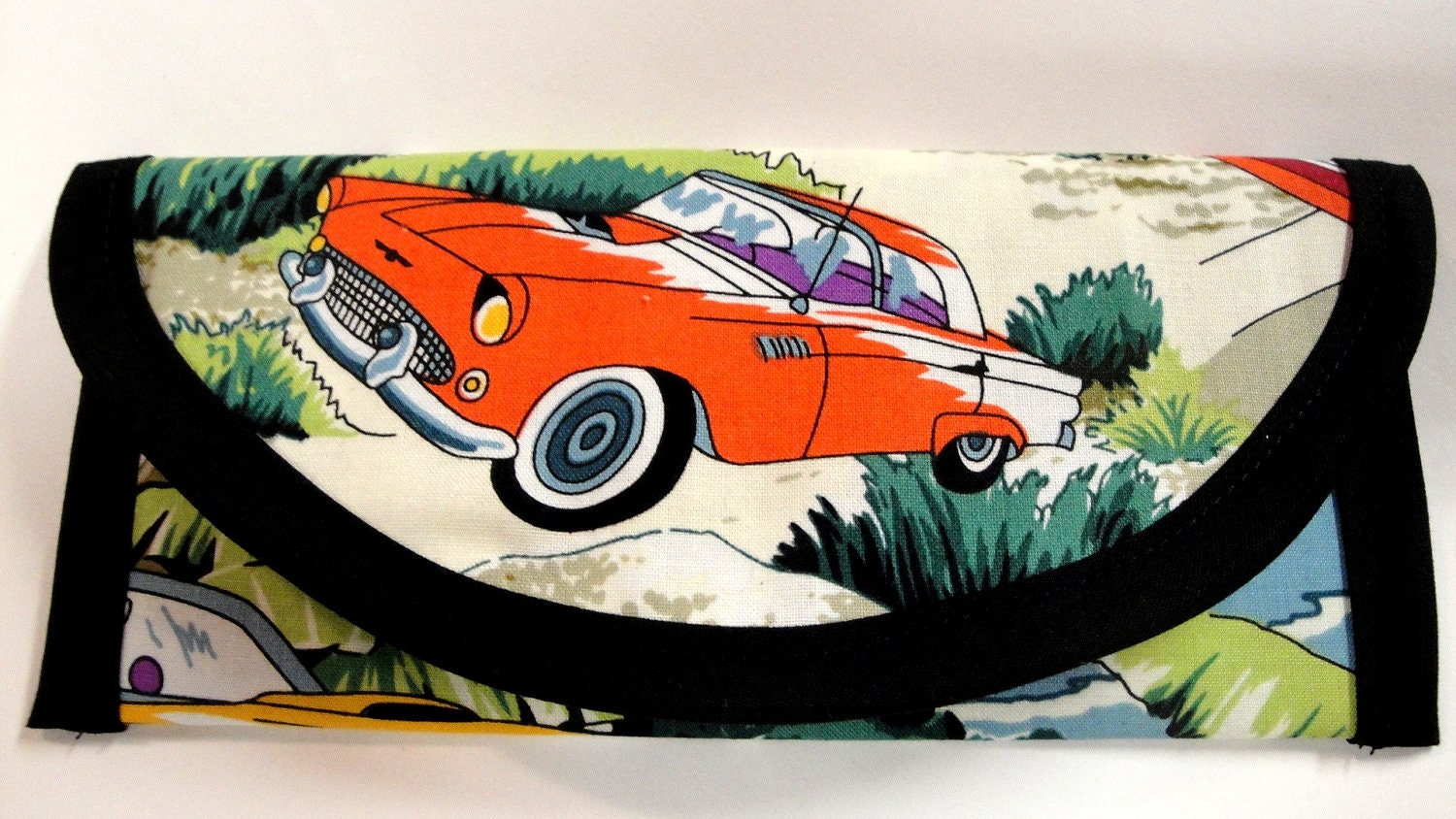 1955 Ford Thunderbird fabric  Wallet ,Clutch, Envelope style, bags and purses 7 x 3 gift of money