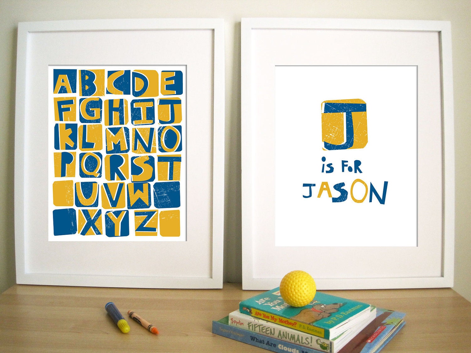 Modern Nursery Prints, Set of 2- ScreenPrint style , 11X14 Inches, Other sizes available