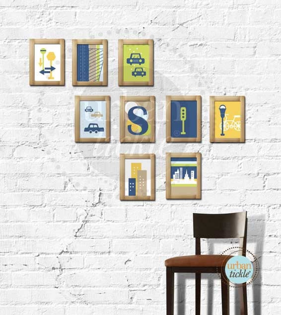 Modern Art Prints for Child's room or Nursery - Set of Nine-  5X7  -City Dwelling