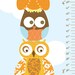 Owl Growth Chart on Canvas - Stacked Owls- 13" X42" Inches
