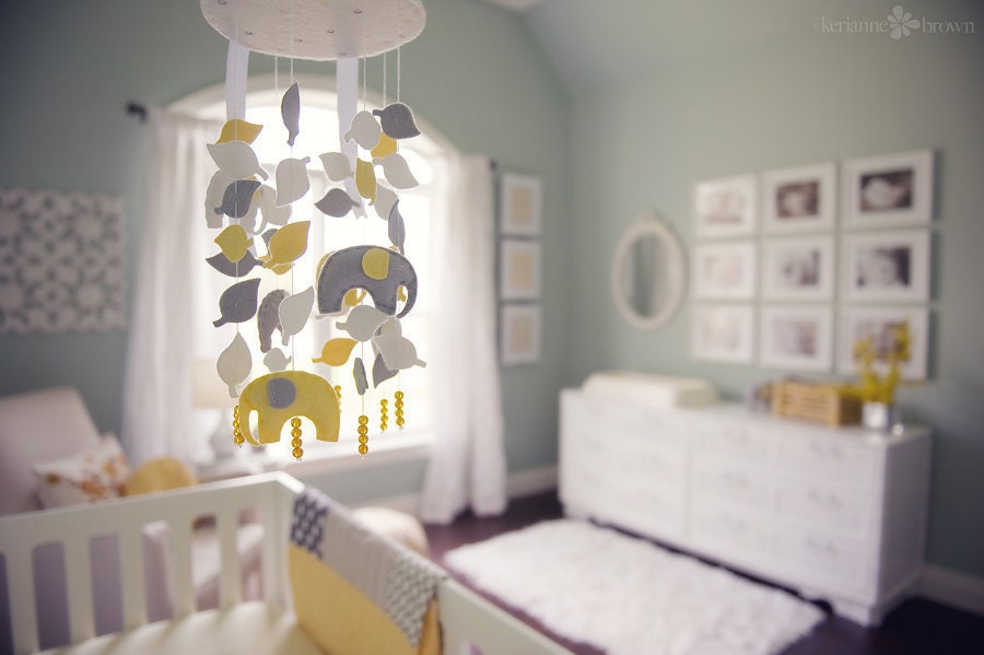 Elephant Crib Mobile- U Pick Colors- Add Baby's Name For Free-Website and Blog Featured