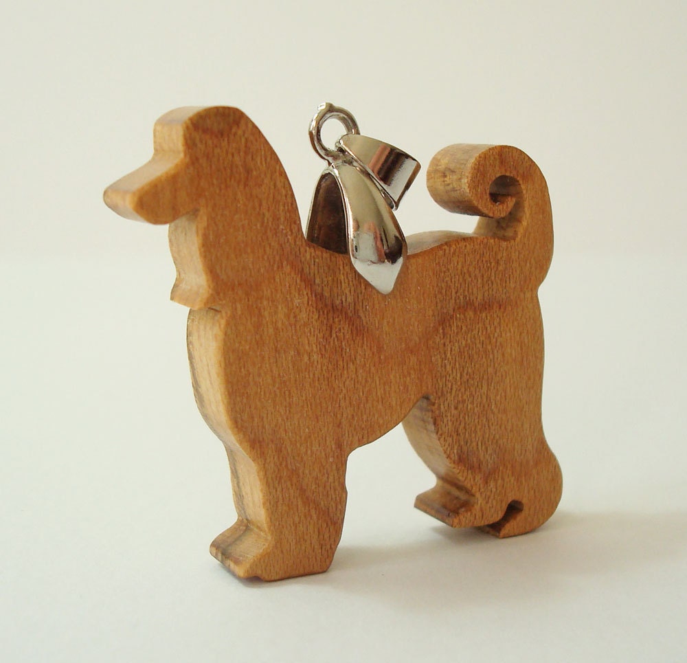 Afghan Hound Dog Necklace Scroll Saw Pendant Maple Hand Cut