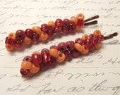 Spicy Pepper Red and Orange --beaded bobby pins