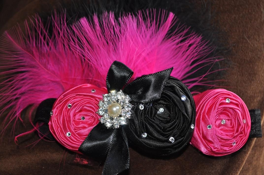 Sassy Girl couture vintage inspired fabric rosette headband for baby or girl