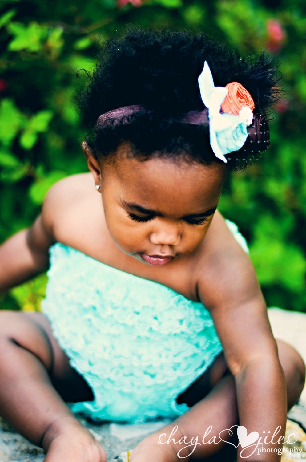A waiting fall couture vintage inspired fabric rosette headband for baby or little girl
