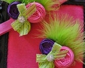 A Brighter Summer me and my sister set couture vintage inspired fabric rosette headband/clip