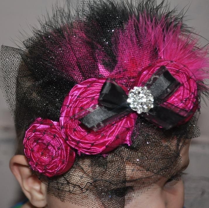 Enchanted couture vintage inspired fabric rosette headband