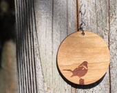 Bird wood earring - large