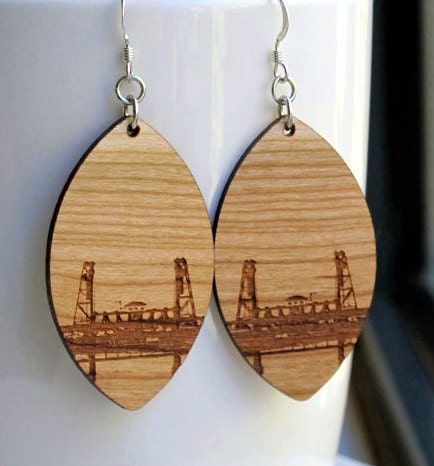 Steel Bridge Large Diamond Earrings