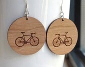 Wood Bike Earrings - Large Round