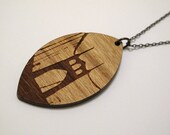 St Johns Bridge Necklace Wood - Diamond on gunmetal chain