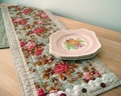 Quilted Table Runner Pink Roses