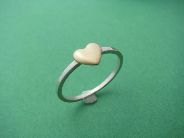 Peace of my Heart Everyday Sterling and Brass Stackable Ring Made to Order