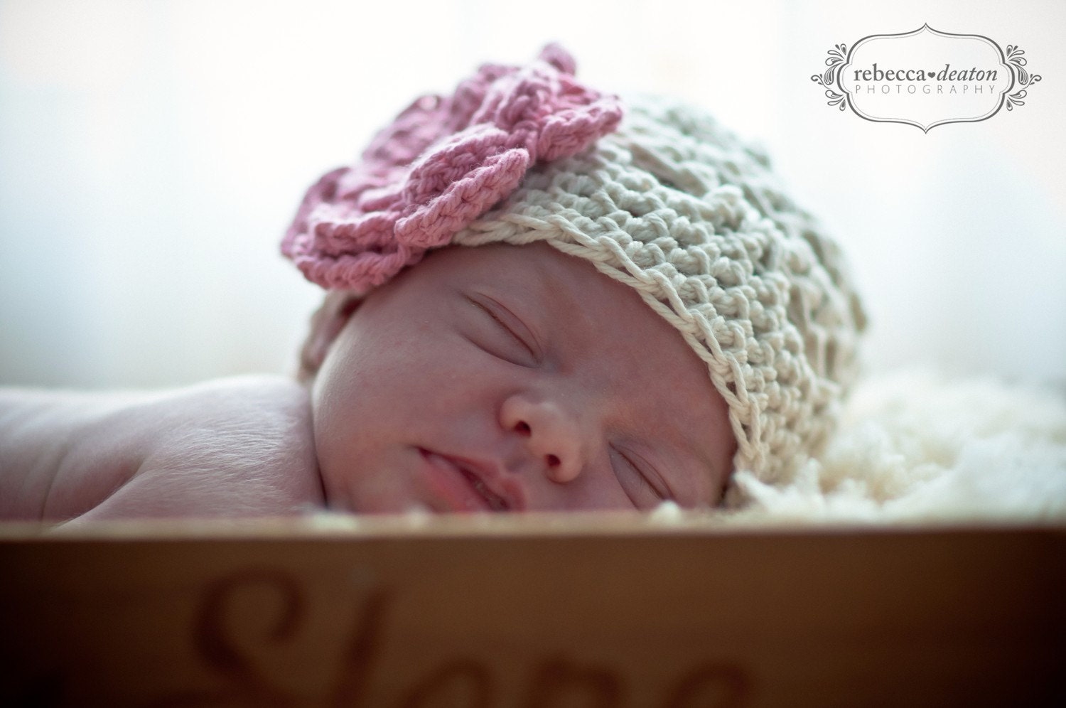 Newborn Baby Hat Beanie Pink and Ecru - Beautiful Photo Prop