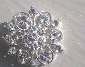 Silver Rhinestone  Metal Buttons,10 Pieces  22mm  Flower Shaped  Settings. Great for Bridal Accessory. "Mary".