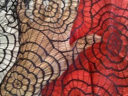 Per Yard. Spider Web Like Flower Pattern Black Lace 64" Wide