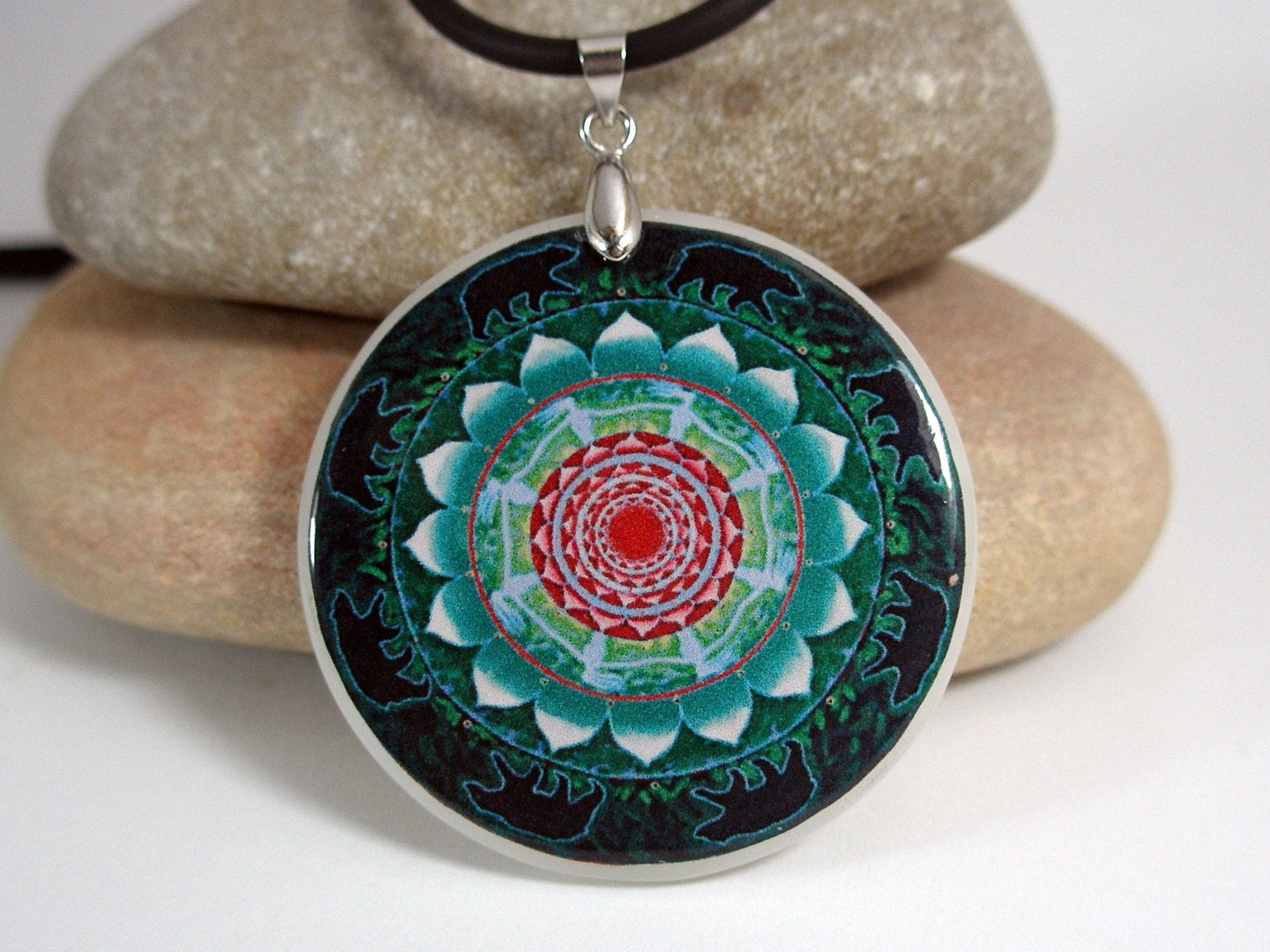 Fortune Mandala polymer clay necklace amulet
