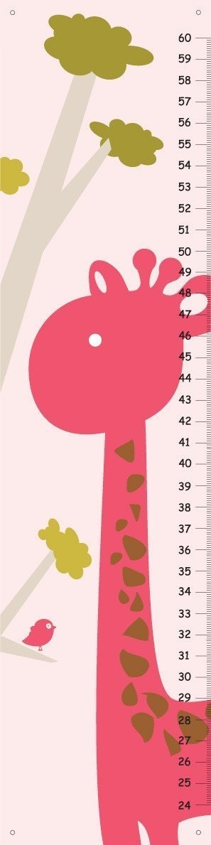 Personalized Pink giraffe growth chart for girls