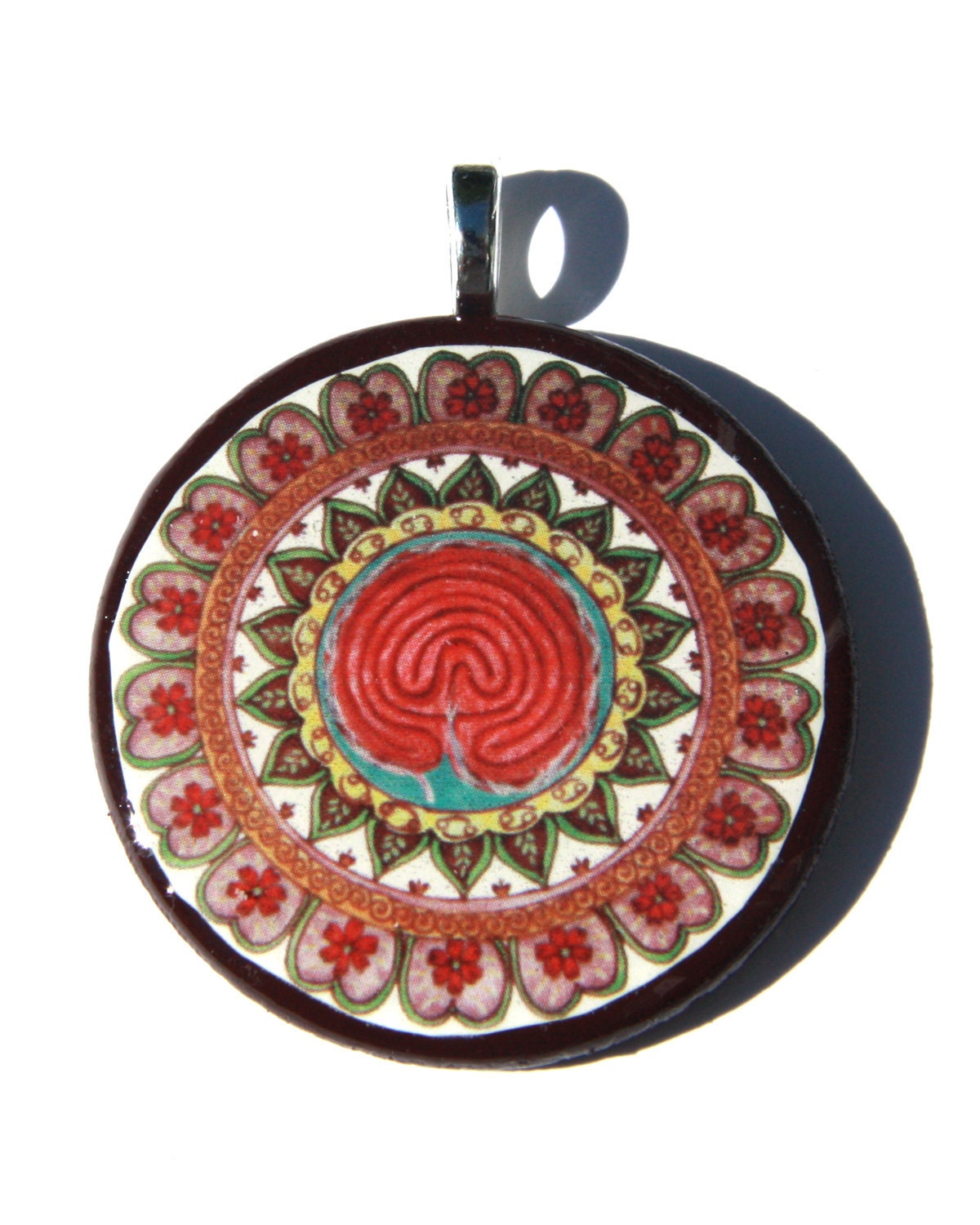 Labyrinth Mandala - 1.5 inch Wooden Pendant