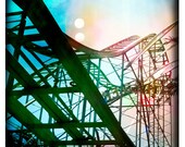 ROLLERCOASTER of LOVE summertime dreamy romantic candy colored bokeh pink green blue confetti carnival midway Fine Art Photography print 5x5